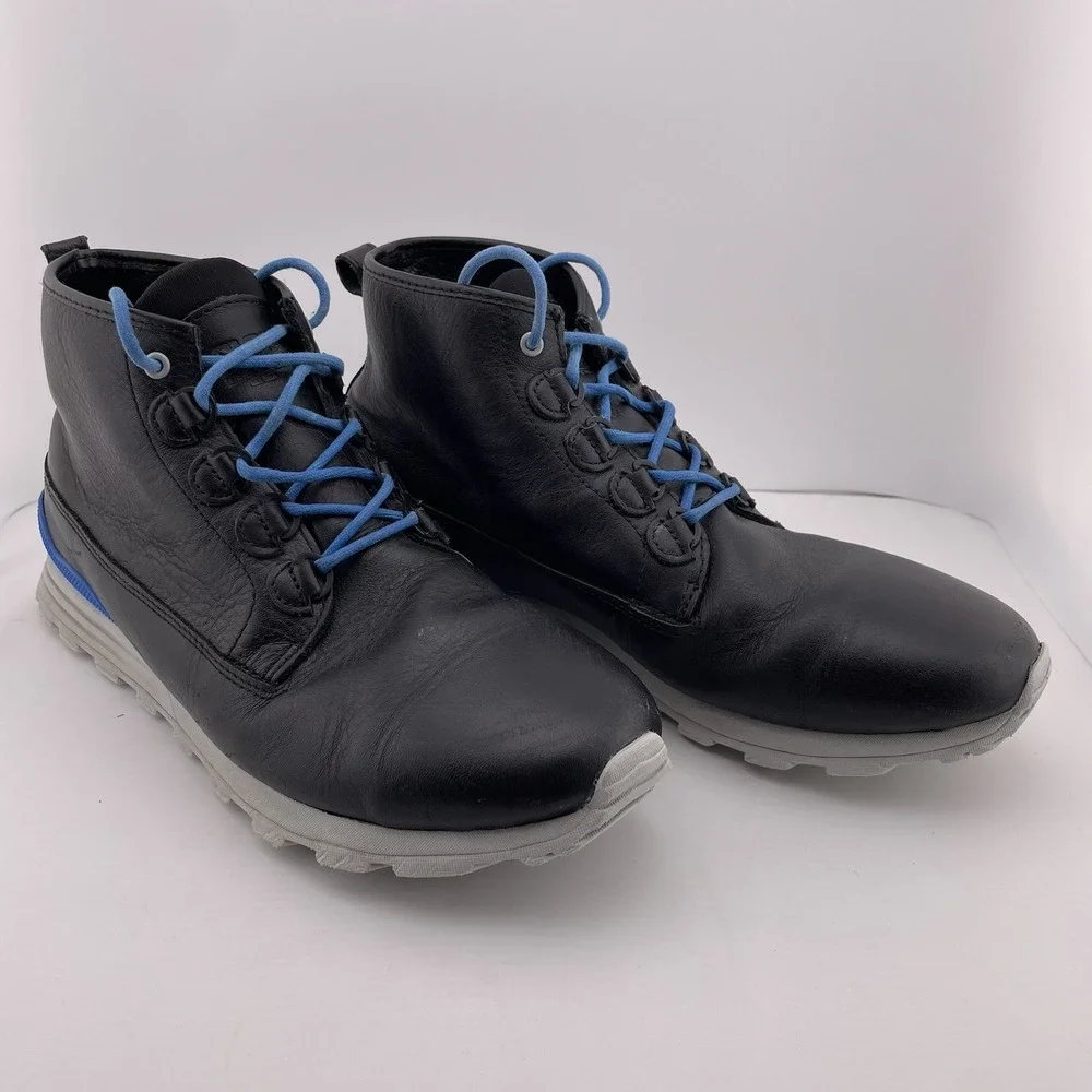 Clae Starks Black Leather‎ Mens Premium Mid Comfort Casual Shoes Sneakers US 8.5